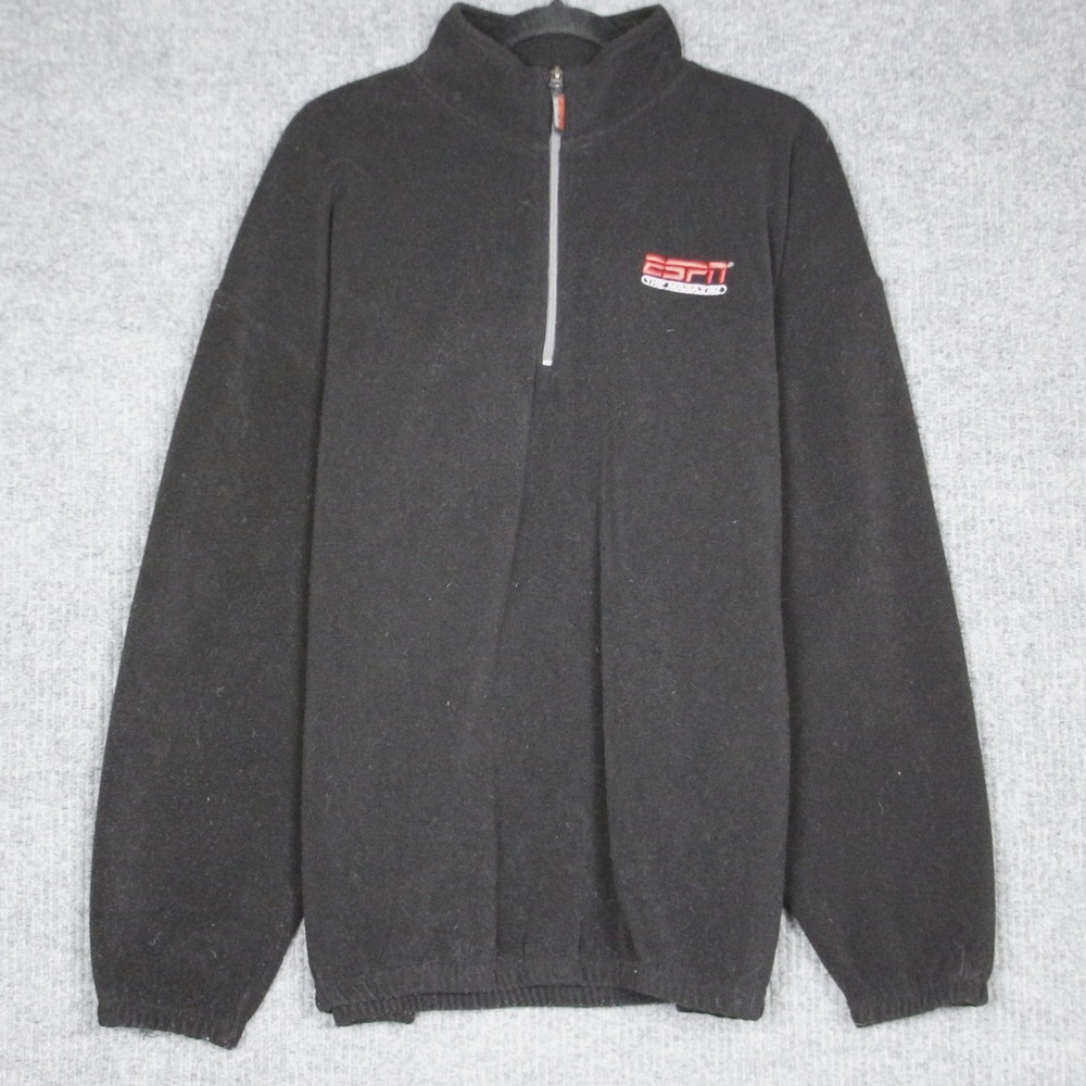 ESPN The‎ Magazine Black Fleece 1/4 Zip Pullover Sweatshirt Men's XL